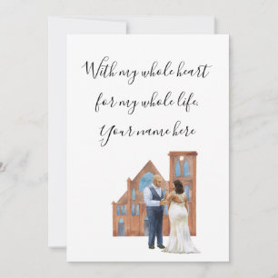 WIth My Whole Heart Illustrated Black Couple Enclo Invitation