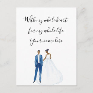 WIth My Whole Heart Illustrated Black Couple Enclosure Card