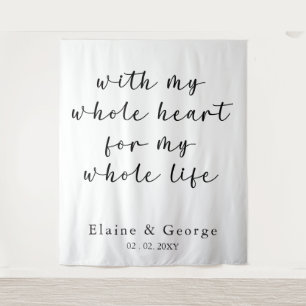 With My Whole Heart Wedding Photo Prop Backdrop Tapestry