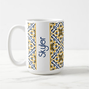 With name 💙💛 Beautiful blue and yellow Azulejos  Coffee Mug