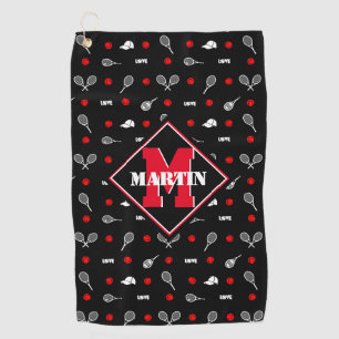 With name 🎾black and white tennis🎾 golf towel
