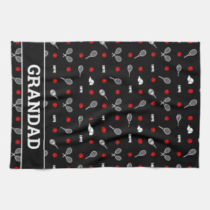 With name 🎾black and white tennis🎾 tea towel
