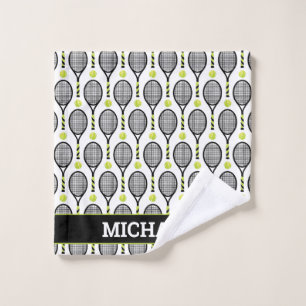 With name 🎾black, green, white tennis🎾 wash cloth