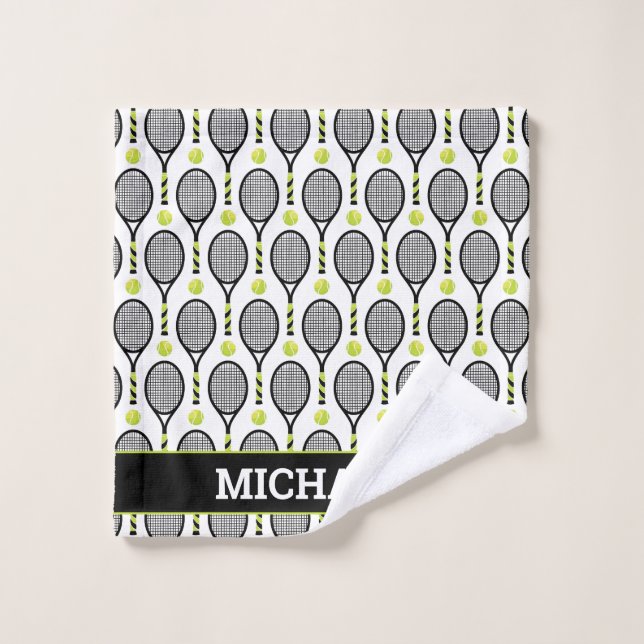 With name 🎾black, green, white tennis🎾 wash cloth (Wash Cloth)
