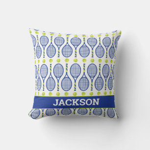 With name 💙🎾blue, green, white tennis🎾 pattern cushion