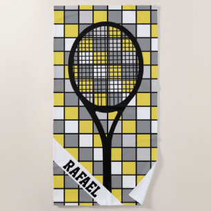 With name checked🎾tennis racket beach towel