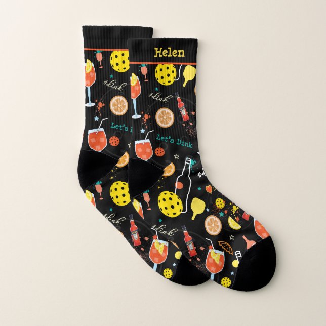 With name Dinks and 🍾🥂drinks - pickleball  Socks (Pair)