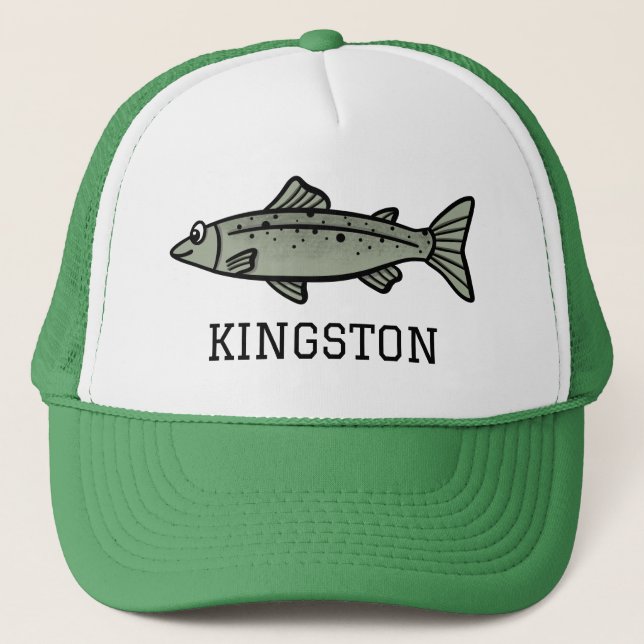 With Name Fishing Gear Fish Angler Hiking Camping Trucker Hat (Front)