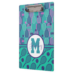 With name Minty and purple tennis rackets Clipboard