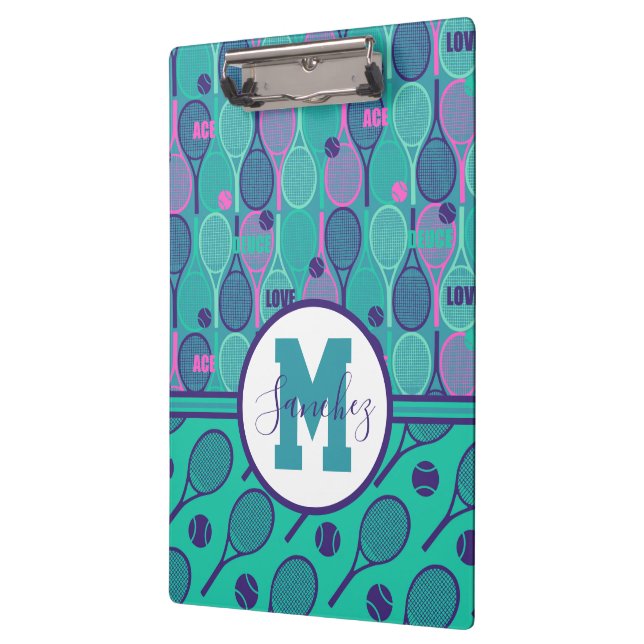 With name Minty and purple tennis rackets  Clipboard (Left)