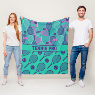 With name Minty and purple tennis rackets  Fleece Blanket