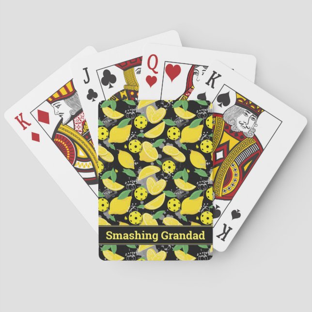 🍋With name or text 🍋  lemon pickleball   Playing Cards (Back)