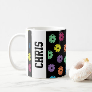 With name Pickleball: more pickleballs on black  Coffee Mug