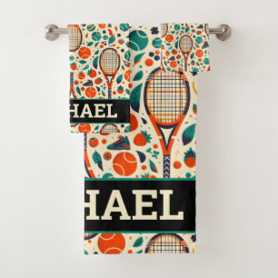 With name 🎾Vintage Tennis Delight🎾 Bath Towel Set