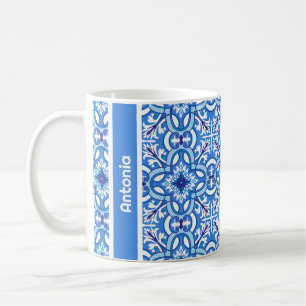 With name 🤍 💙White and blue  Porto Azulejos  Coffee Mug