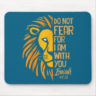With Not Fear Am Christian Lion Mouse Mat