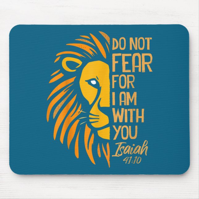 With Not Fear Am Christian Lion Mouse Mat (Front)