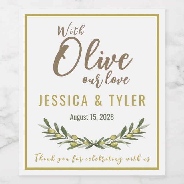 With Olive Our Love Wedding Bottle Label OL007wn (Single Label)