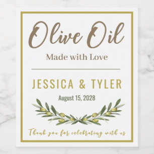 With Olive Our Love Wedding Bottle Label OL008wn
