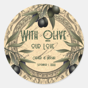 With Olive Our Love Wedding Favour Sticker