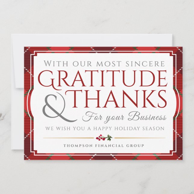 With our Gratitude and Thanks for your Business Card (Front)