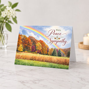 With Peace and Sympathy Autumn Rainbow Condolences Card