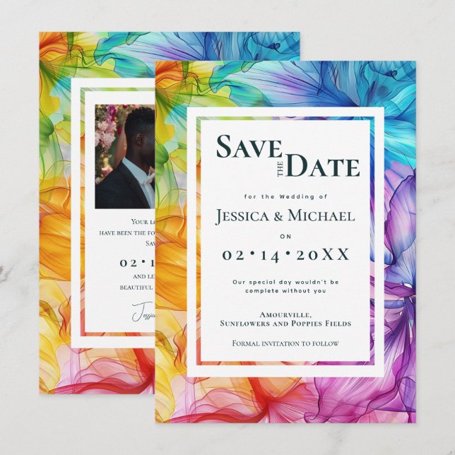 With photo at the back Ethereal Bloom Save The Date (Front/Back)