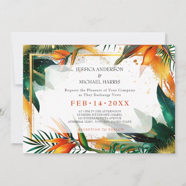 With photo Birds of Paradise Bliss Invitation (Front)