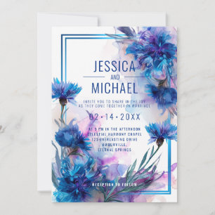 💍 With photo Cornflowers and Lavender Bliss  Invitation