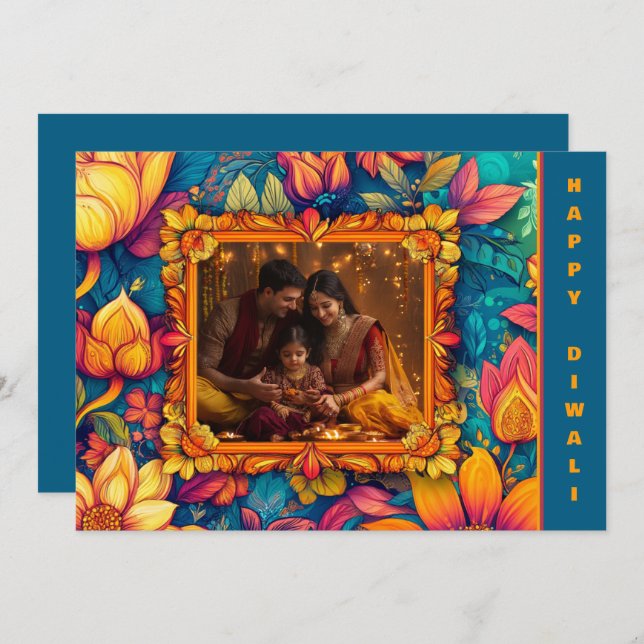 With Photo & custom text Happy Diwali (Front/Back)