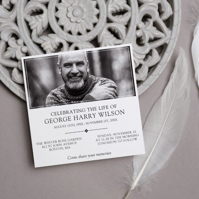 With Photo Elegant Minimalist Celebration of Life Invitation (Creator Uploaded)