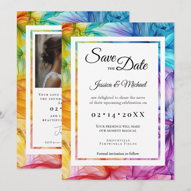  With photo Ethereal Bloom Save The Date (Front/Back)