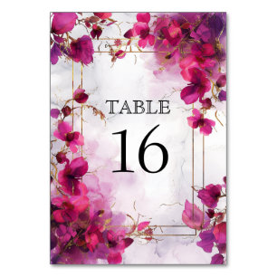 💍With photo Fuchsia Enchantment Watercolor  Table Number