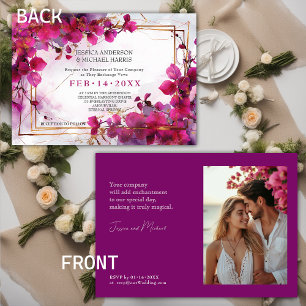 With photo Fuchsia Enchantment: Watercolor Wedding Invitation