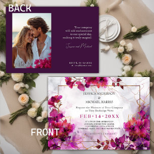 With photo Fuchsia Enchantment: Watercolor Wedding Invitation