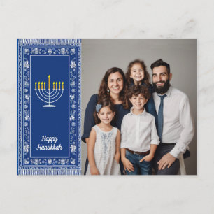 With photo🕎 Happy Hanukkah, Menorah, customisable Postcard