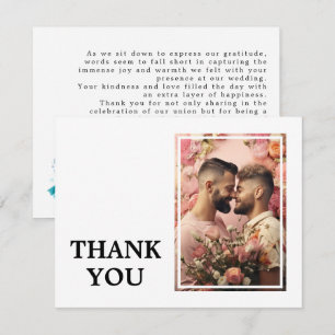 With photo LGBTQ+  Rainbow Lovebirds Thank You Card