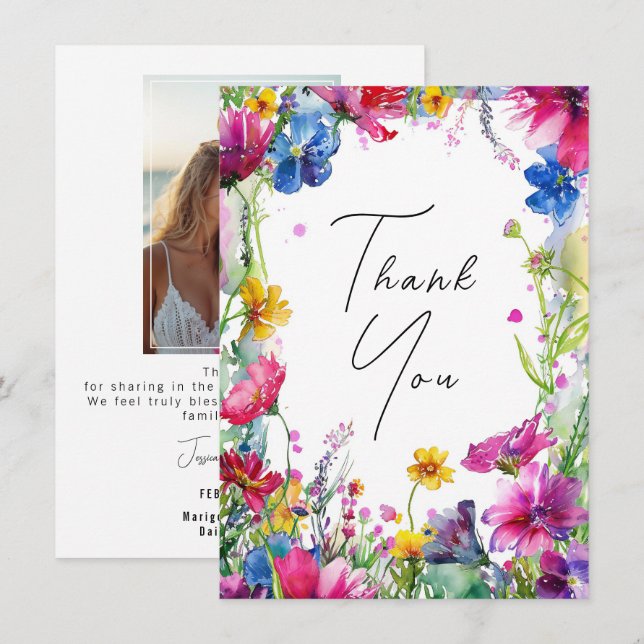 With photo Thank you Meadow Blooms Collection Card (Front/Back)