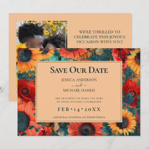 With photo🌻Sunflower and Poppy Reverie  Save The Date