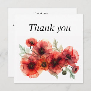 With poppies Scarlet Petal Serenade  Thank You Card