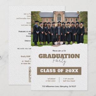 🎓With QR code Class Year Photo Grad Party Invite