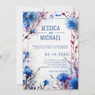 💍 With QR Cornflowers and Lavender Bliss wedding Invitation