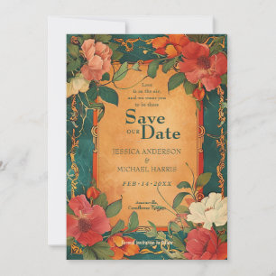 🌹 With QR Rose Romance: Art Nouveau Splendour Save The Date