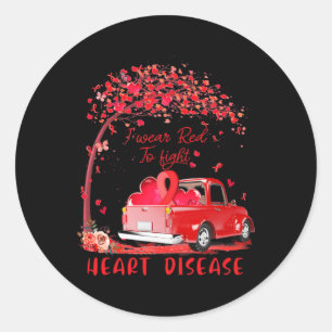 With Red Ribbons I Wear Red To Fight Heart Disease Classic Round Sticker