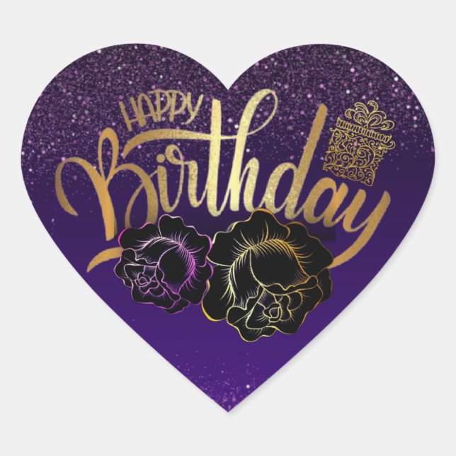 with roses and purine purine purple par condone heart sticker (Front)