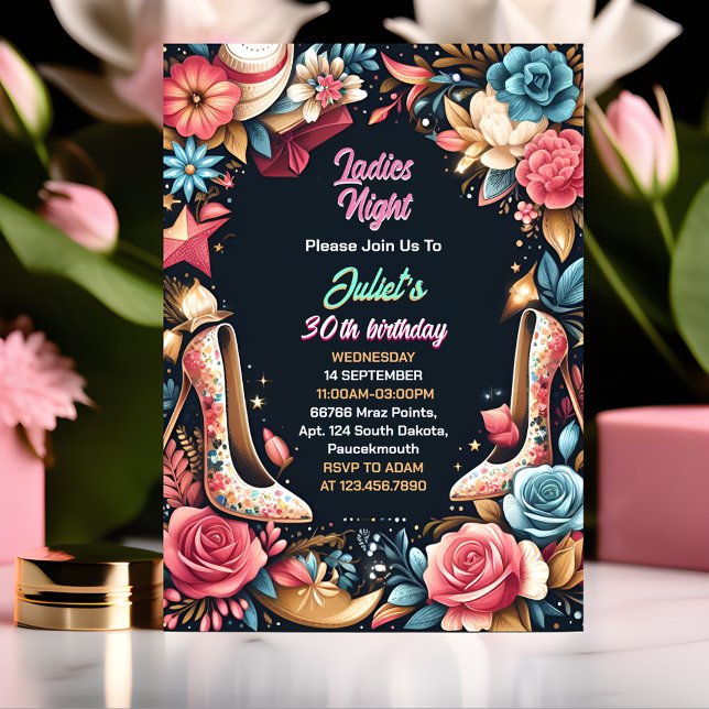 With Shoe Stylish Adult Ladies Night 30th Birthday Invitation (Creator Uploaded)