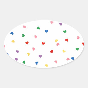 with small hearts oval sticker