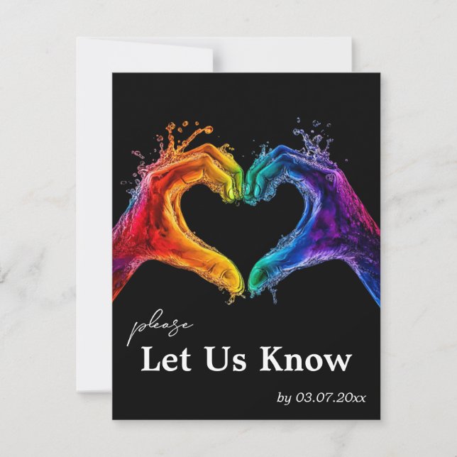 🌈❤️With  song request Heart of Pride wedding RSVP Card (Front)