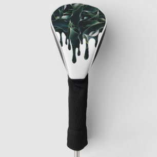 with spilled green leaves golf head cover