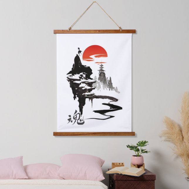  with sumi-e soul ink art hanging tapestry (Bedroom)